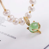Fox Animal Crystal Pearl Charm Bracelet for Women