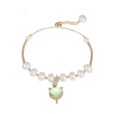 Fox Animal Crystal Pearl Charm Bracelet for Women