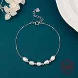 925 Silver 4 Beads & 7mm Oval Pearl Bracelet