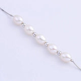 925 Silver 4 Beads & 7mm Oval Pearl Bracelet