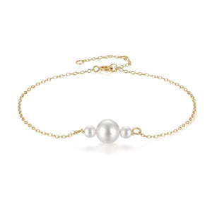 925 Sterling Silver Adjustable Pearls Bracelet for Women