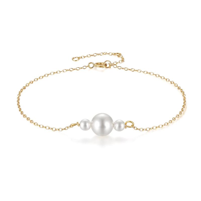 925 Sterling Silver Adjustable Pearls Bracelet for Women