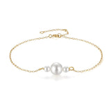 925 Sterling Silver Adjustable Pearls Bracelet for Women