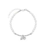 925 Silver Pearl Chain Bracelet for Women Fine Jewelry