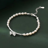 925 Silver Pearl Chain Bracelet for Women Fine Jewelry