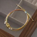 925 Silver Pearl Flower Rope Bracelet Women's Fine Jewelry
