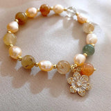 Baroque Pearl & Crystal Sunflower 14K Filled Bracelet