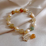 Baroque Pearl & Crystal Sunflower 14K Filled Bracelet