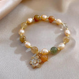 Baroque Pearl & Crystal Sunflower 14K Filled Bracelet