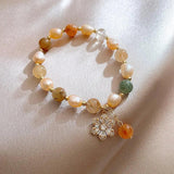 Baroque Pearl & Crystal Sunflower 14K Filled Bracelet