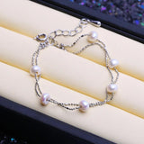Freshwater Pearl Bracelet Layered Chain Bangle for Women
