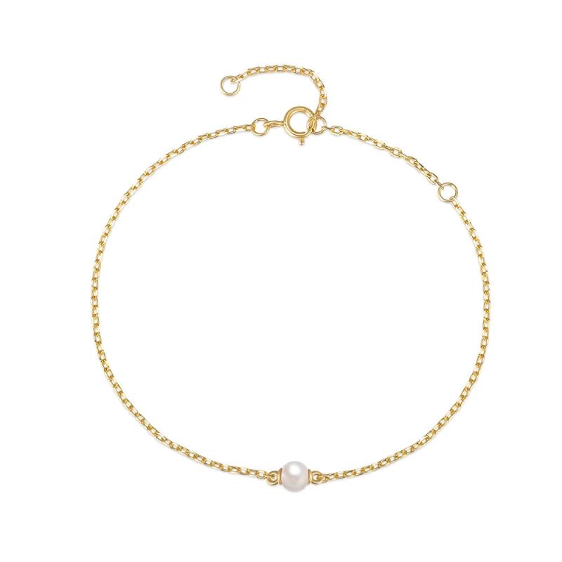 925 Silver Pearl Chain Bracelet Women 18K Plated