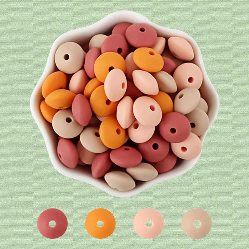 40Pcs 12mm Lentil Silicone Beads Jewelry Making Teething DIY Necklace Bracelets