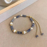 Natural Freshwater Pearl & Jade Stone 14K Filled Ladies Charm Bracelet