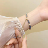 Natural Freshwater Pearl & Jade Stone 14K Filled Ladies Charm Bracelet