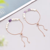 Freshwater Pearl Bracelet White/Pink/Purple Stainless Steel Charms