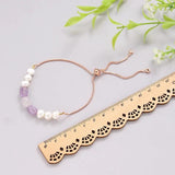 Freshwater Pearl Bracelet White/Pink/Purple Stainless Steel Charms