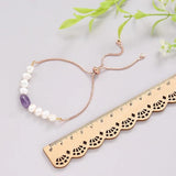 Freshwater Pearl Bracelet White/Pink/Purple Stainless Steel Charms