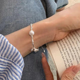 925 Silver Pearl Irregular Beads Geometric Punk Bracelet Gift