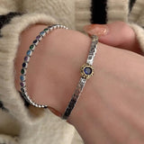 925 Silver Punk Bangle Pearl Star Heart Bracelet Girl Jewelry Gift