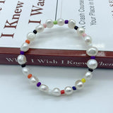 Freshwater Pearl Elastic Charm Bracelet