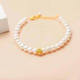 Freshwater 6MM Pearl Bracelet 925 Sterling Silver Flower Chain Pearl Bracelet