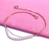 14K Rose Gold Plated Purple Pearl Bracelet for Women