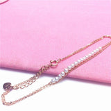 14K Rose Gold Plated Purple Pearl Bracelet for Women