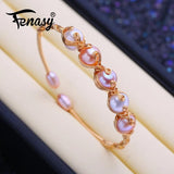 FENASY Pink Purple Freshwater Pearl Bracelet Engagement Jewelry