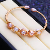 FENASY Pink Purple Freshwater Pearl Bracelet Engagement Jewelry