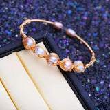 FENASY Pink Purple Freshwater Pearl Bracelet Engagement Jewelry
