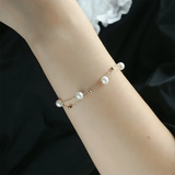 S925 Sterling Silver Pearl Bracelet Double-Layered Versatile Chains