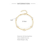 S925 Sterling Silver Pearl Bracelet Double-Layered Versatile Chains