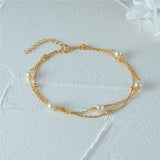 S925 Sterling Silver Pearl Bracelet Double-Layered Versatile Chains