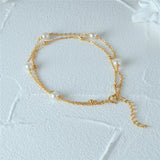 S925 Sterling Silver Pearl Bracelet Double-Layered Versatile Chains