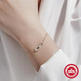 925 Sterling Silver Double Buckle Bracelets Women Party Wedding