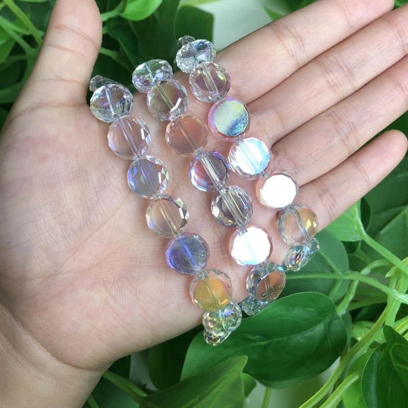 30pcs AB Clear Czech Glass Beads Crystal Round Water Drop Spacer Beads Charms