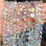 30pcs AB Clear Czech Glass Beads Crystal Round Water Drop Spacer Beads Charms