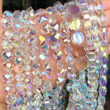 30pcs AB Clear Czech Glass Beads Crystal Round Water Drop Spacer Beads Charms