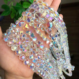 30pcs AB Clear Czech Glass Beads Crystal Round Water Drop Spacer Beads Charms