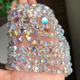 30pcs AB Clear Czech Glass Beads Crystal Round Water Drop Spacer Beads Charms