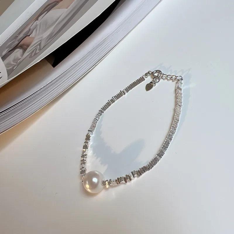 925 Sterling Silver Charms Bracelet Pearl Present Charm Brac