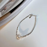 925 Sterling Silver Charms Bracelet Pearl Present Charm Brac