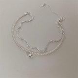 925 Silver Round Bead Double Layer Bracelet Pearl Charm Birthday Gift