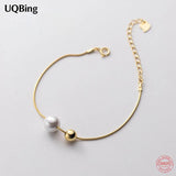 925 Sterling Silver Pearl Beaded Bracelet for Women