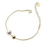 925 Sterling Silver Pearl Beaded Bracelet for Women