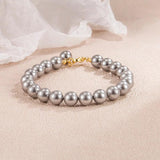 Silver Gray Pearl Hand String Bracelet for Women