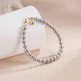 Silver Gray Pearl Hand String Bracelet for Women