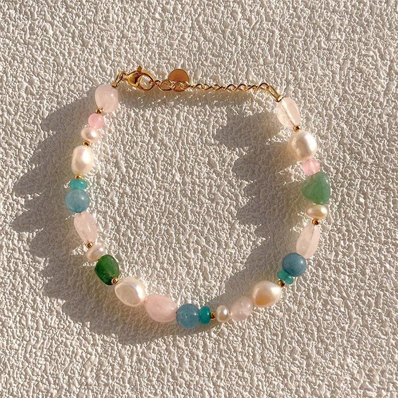 Nature Stone Bracelet Multicolor Stone Beaded Bracelet Natural Pearl Bracelet