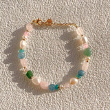 Nature Stone Bracelet Multicolor Stone Beaded Bracelet Natural Pearl Bracelet